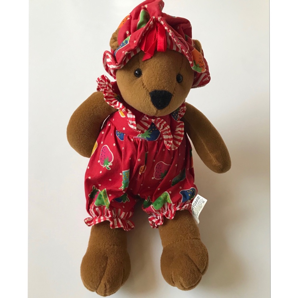 Vintage Russ Bear Country USA Shortcake Sitting Plush Teddy Bear